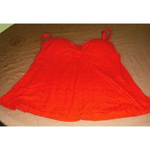 Ladies Swimsuit by Catalina Red Lace Tankini Top Size 1X (16W)